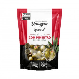AZEITONA VERDE C/PIMENTAO DOY PACK UNIAGRO 100G